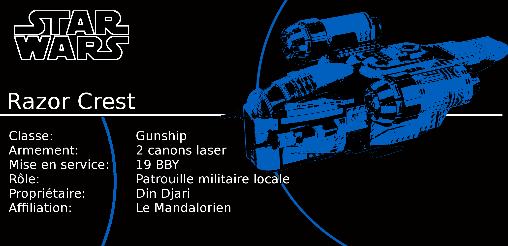 Plaque type UCS Razor Crest Star Wars réf 75292