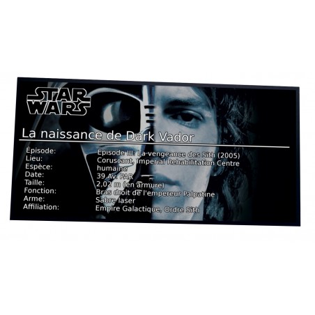 Plaque type UCS La naissance de Dark Vador