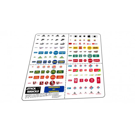 Planche  MAX 144 Stickers prédécoupés Marques et enseignes