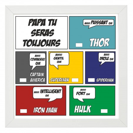 Cadre Spécial Fête des Pères Super Héros Style BD