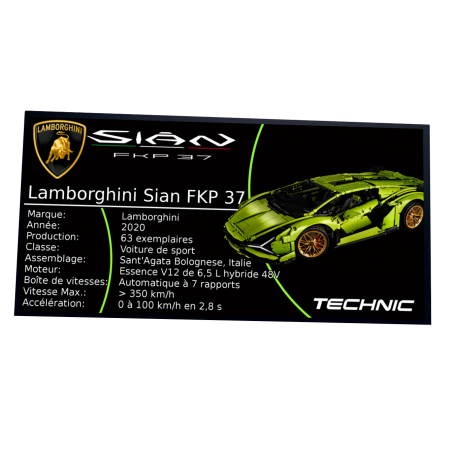 Plaque type UCS Lamborghini Sián FKP 37 réf 42115