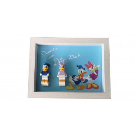 Cadre Donald et Daisy Duck- Blanc dim 18x13cm- 2 Briques blanches (Minifigurines non fournies)