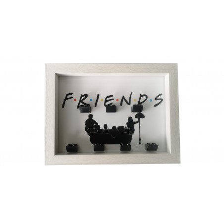 Cadre Friends- Blanc dim 18x13cm- 7 Briques blanches (Minifigurines non fournies)