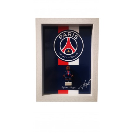 Cadre MBappe PSG- Blanc dim 18x13cm- 1 Briques blanches livré avec la figurine custom LEGO