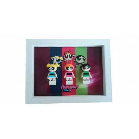 Cadre PowerPuff- Blanc dim 18x13cm- 3 Briques blanches (Minifigurines non fournies)