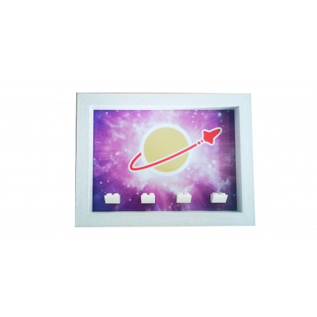 Cadre Space New- Blanc dim 18x13cm- 4 Briques blanches (Minifigurines non fournies)