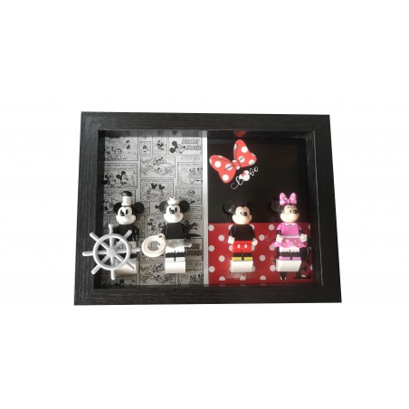 Cadre Mickey & Minnie Mouse- Noir dim 18x13cm- 4 Briques blanches (Minifigurines non fournies)