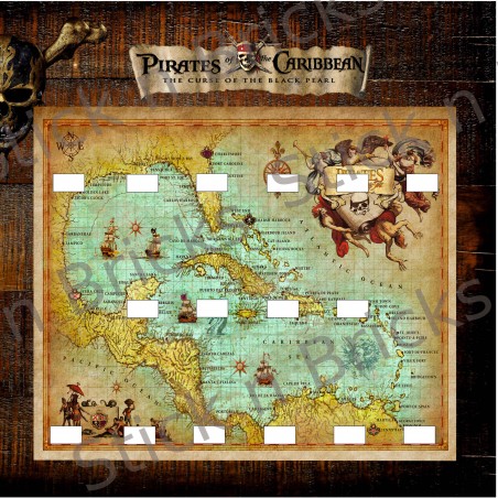 Fond de cadre Pirates des Caraibes 25x25 cm 16 emplacements