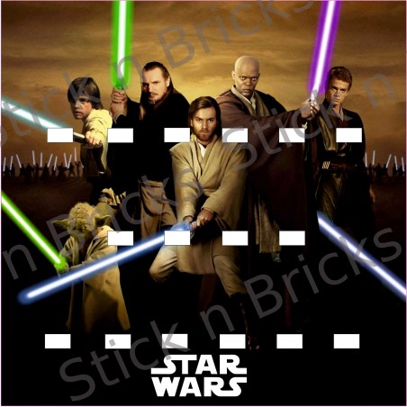 Fond de cadre Star Jedi Familly 25x25 cm 16 emplacements