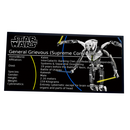 Plaque type UCS General Grievous réf 10186 / 75112