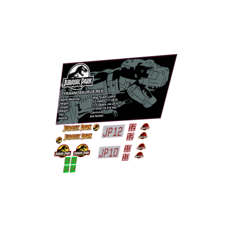 Planche de Sticker Jeep et Ford Explorer Jurassic Park+ Reproduction sticker plaque UCS avec le logo Jurassic Park-