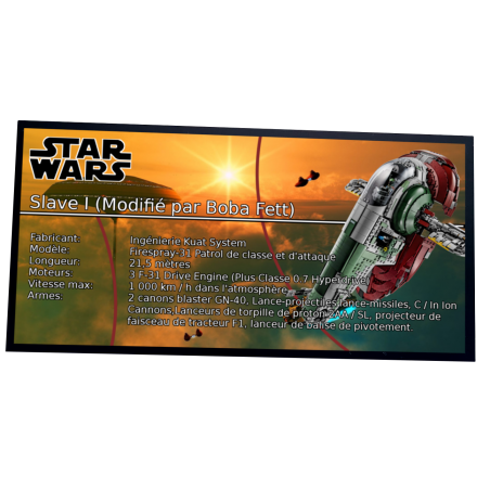 Plaque type UCS Boba Fett’s Slave I réf 6209 / 8097 / 75060 / 75243