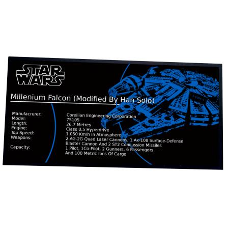 Plaque type UCS Millennium Falcon 7965 / 75105 / 10179/ 75212/ 75192