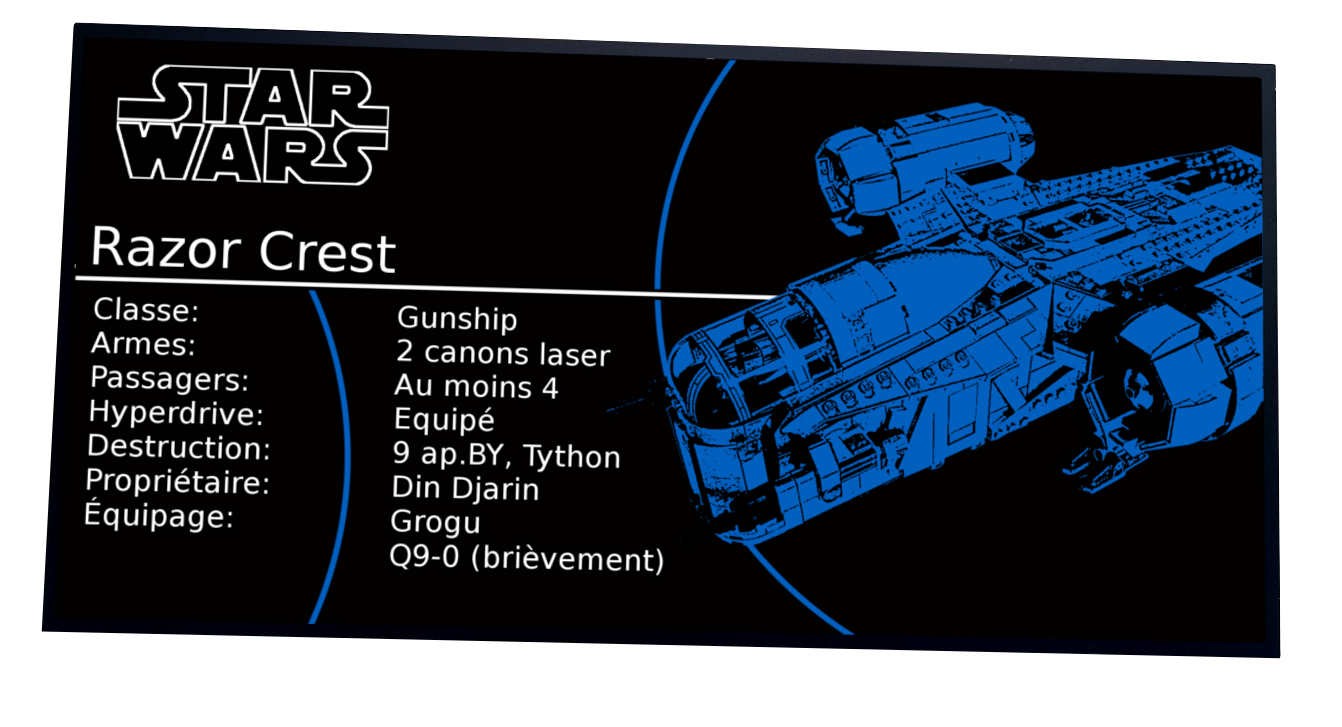 Plaque type UCS Star Wars -The Razor Crest by EDGE OF BRICKS Réf