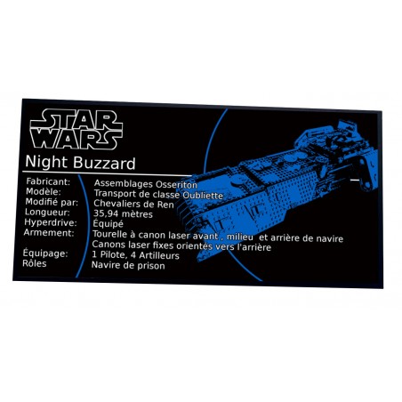 Plaque type UCS Star Wars -Night Buzzard MOC Réf-42229