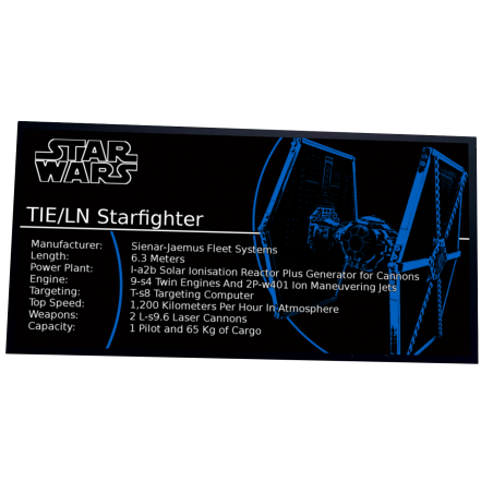 Plaque type UCS TIE Fighter réf  75211 / 9492 / 7263