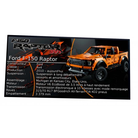 Plaque Type UCS Ford F-150 Raptor réf 42126