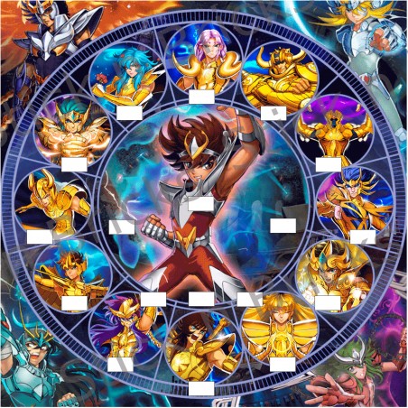 Fond de cadre "Les Chavaliers du Zodiaque"-"Saint Seiya" 25x25 cm 18 emplacements