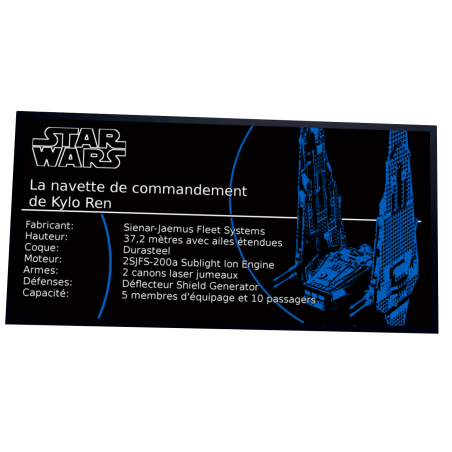 Plaque type UCS Ren's Command Shuttle réf 75104, 75256