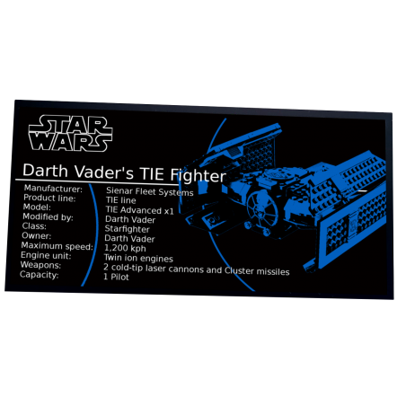 Plaque type UCS Darth Vader's TIE Fighter réf 8017