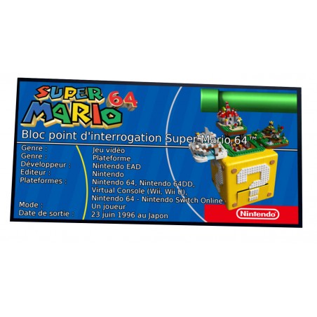 Plaque Type Bloc point d'interrogation Super Mario 64 -réf 71395