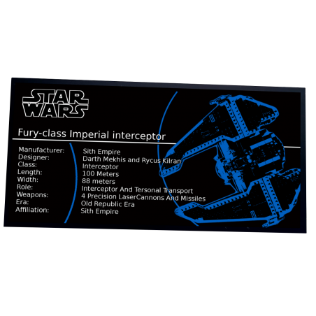 Plaque type UCS  Sith Fury-class Interceptor réf 9500
