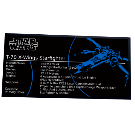 Plaque type UCS  T65 X-Wing réf 9493 / 7191 / 7242 / 75218/75301