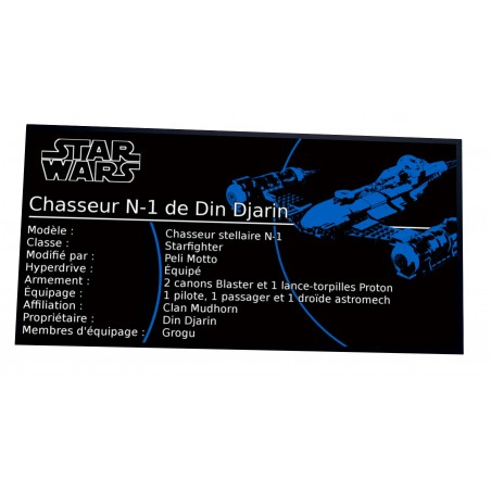 Plaque type UCS Chasseur N-1 de Din Djarin réf 75325