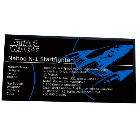 Plaque type UCS Naboo Starfighter réf 10026 / 75092 / 7877