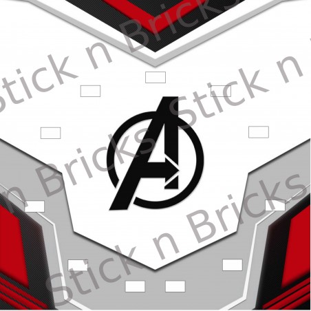 Fond de Cadre Thème Avengers End Game - 10 minifigs (adapté avec Hulk) -25x25cm