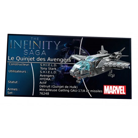 Plaque Type UCS Marvel Le Quinjet des Avengers réf 76248