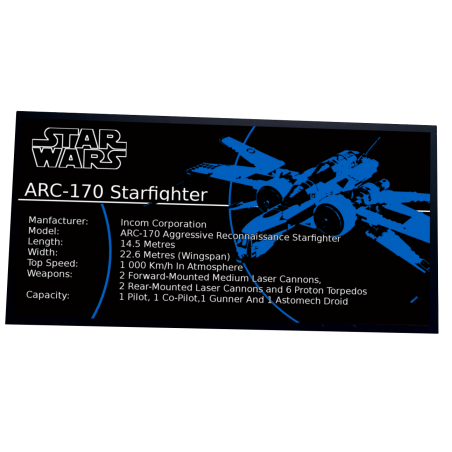 Plaque type UCS ARC-170 Starfighter réf 8088