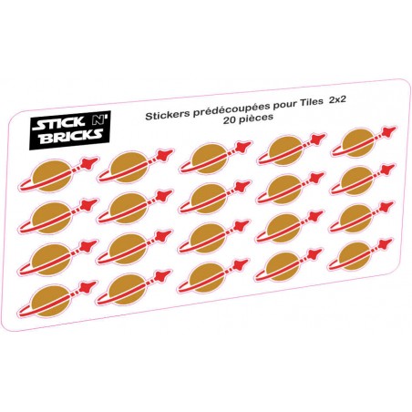 Planche reproduction stickers prédécoupés logo space pour tiles 2X2