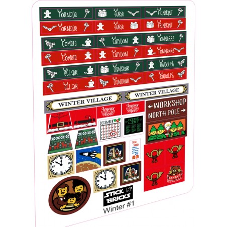 Planche CUSTOM stickers prédécoupés theme Noël-Christmas WINTER V1