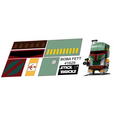 Reproduction Stickers pour  BrickHeadz Boba Fett-réf 41629