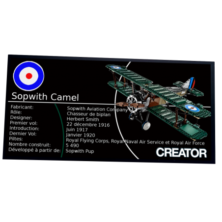 Plaque type UCS Sopwith Camel réf 10226