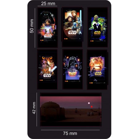 Planche de stickers type affiches de cinéma et écran de projection Star Wars