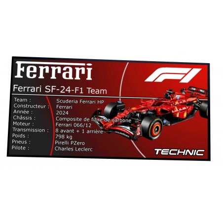 Plaque Type UCS Ferrari SF-24 F1 Car -réf 42207