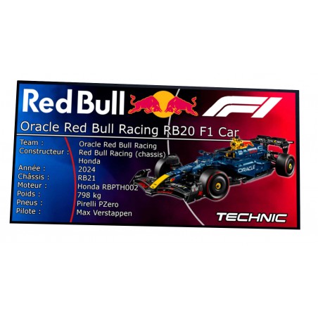 Plaque Type UCS Oracle Red Bull Racing RB20 F1 Car -réf 42206