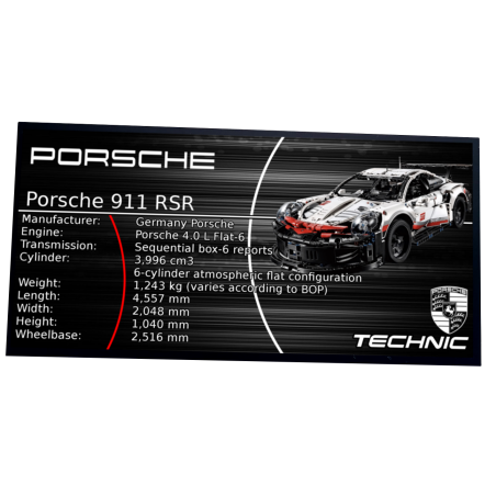 Plaque type UCS Porsche 911 RSR réf 42096