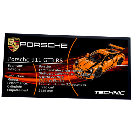 Plaque type UCS Porsche 911 GT3 RS réf 42056