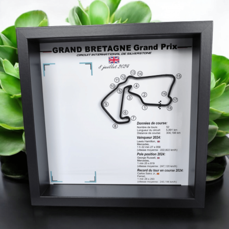 Cadre Exposition Speed Champion Grand Prix de Grande-Bretagne "Silverstone" tracé 3D