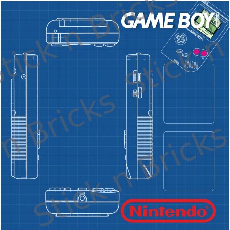 Fond de cadre Game Boy V2 Blue Print- réf 72046 25x25 cm