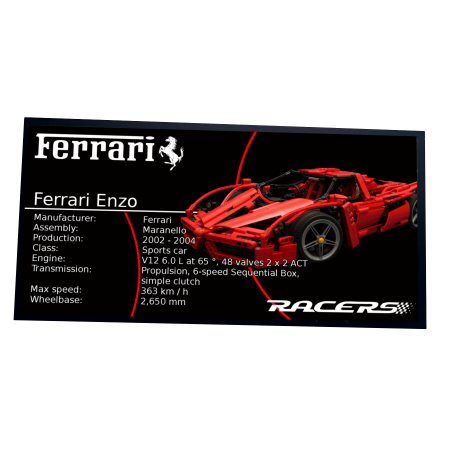 Plaque type UCS Ferrari Enzo Ferrari 1:10 réf 8653