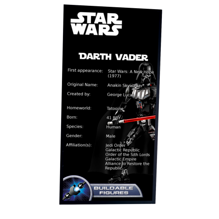Plaque type UCS Dark Vador réf 75534
